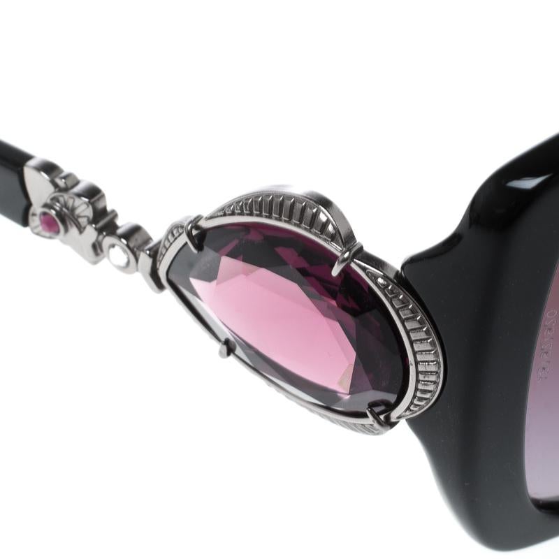 Bvlgari Black/Purple Gradient 8081-B Oversize Crystal Detail Sunglasses 1