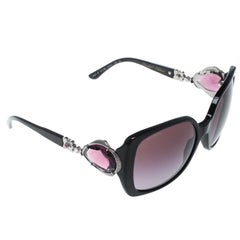 Bvlgari Black/Purple Gradient 8081-B Oversize Crystal Detail Sunglasses