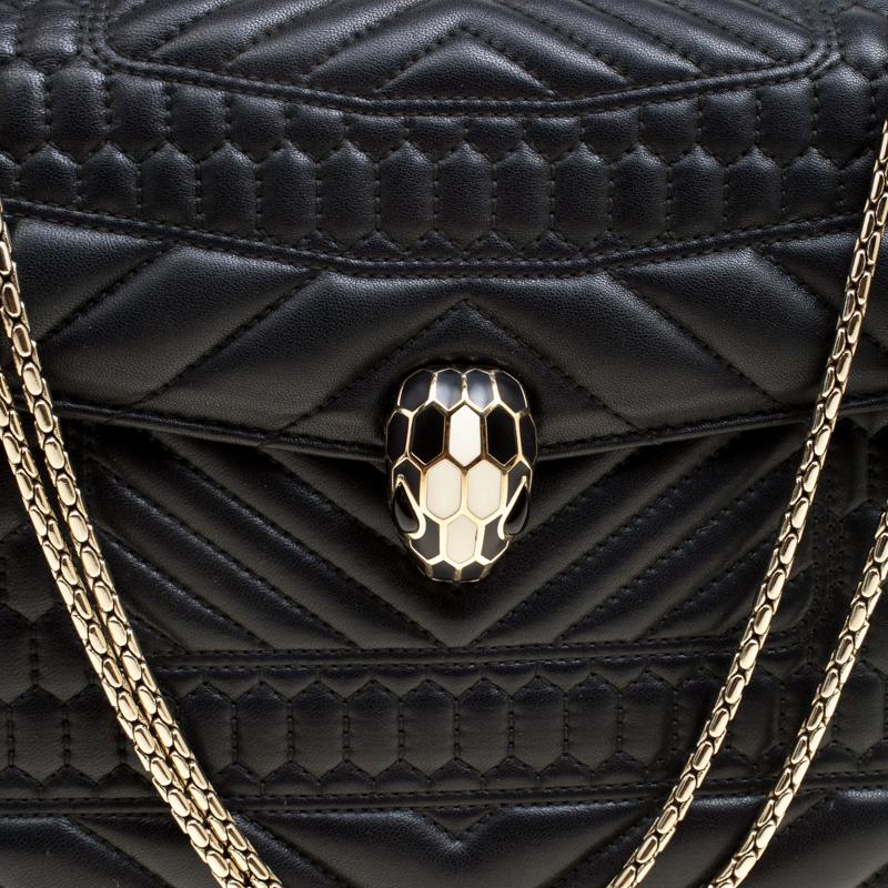 Bvlgari Black Quilted Leather Medium Serpenti Forever Shoulder Bag 4