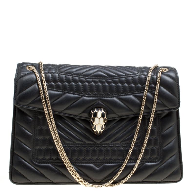 Bvlgari Black Quilted Leather Medium Serpenti Forever Shoulder Bag
