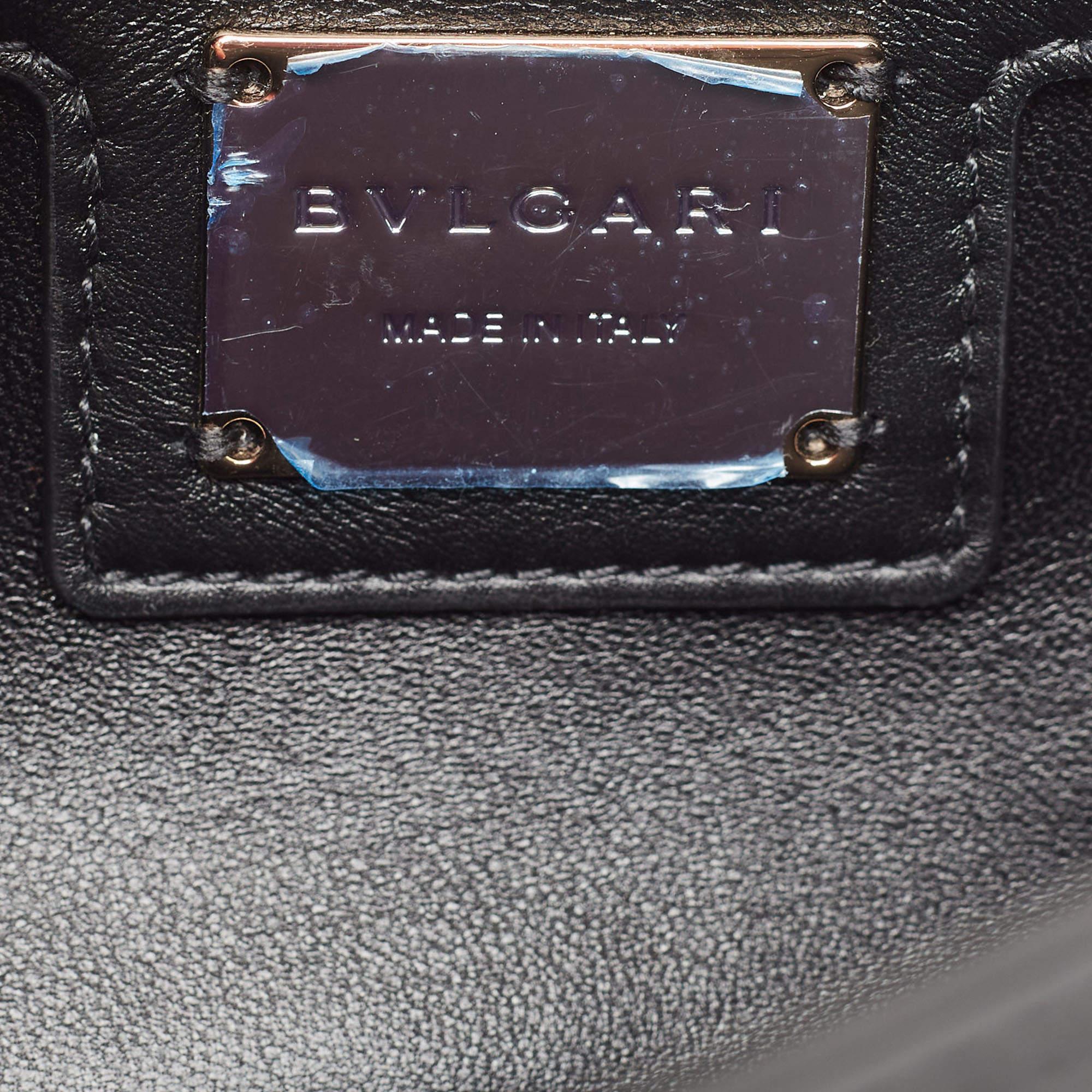 Bvlgari Black Quilted Leather Small Serpenti Cabochon Shoulder Bag 2