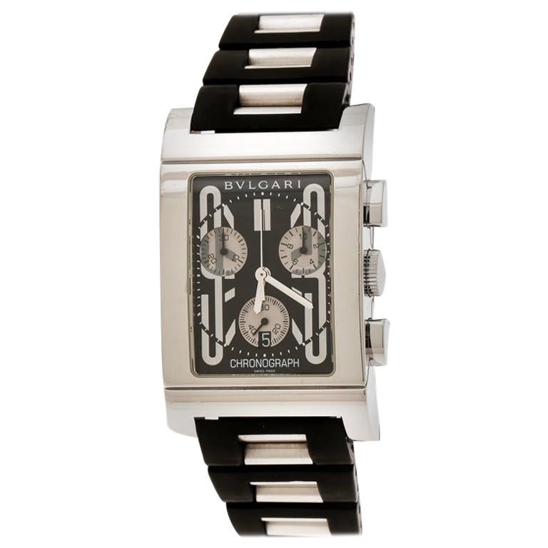 Bvlgari Black Rettangolo RTC49S Chronograph Men's Wristwatch 29 mm
