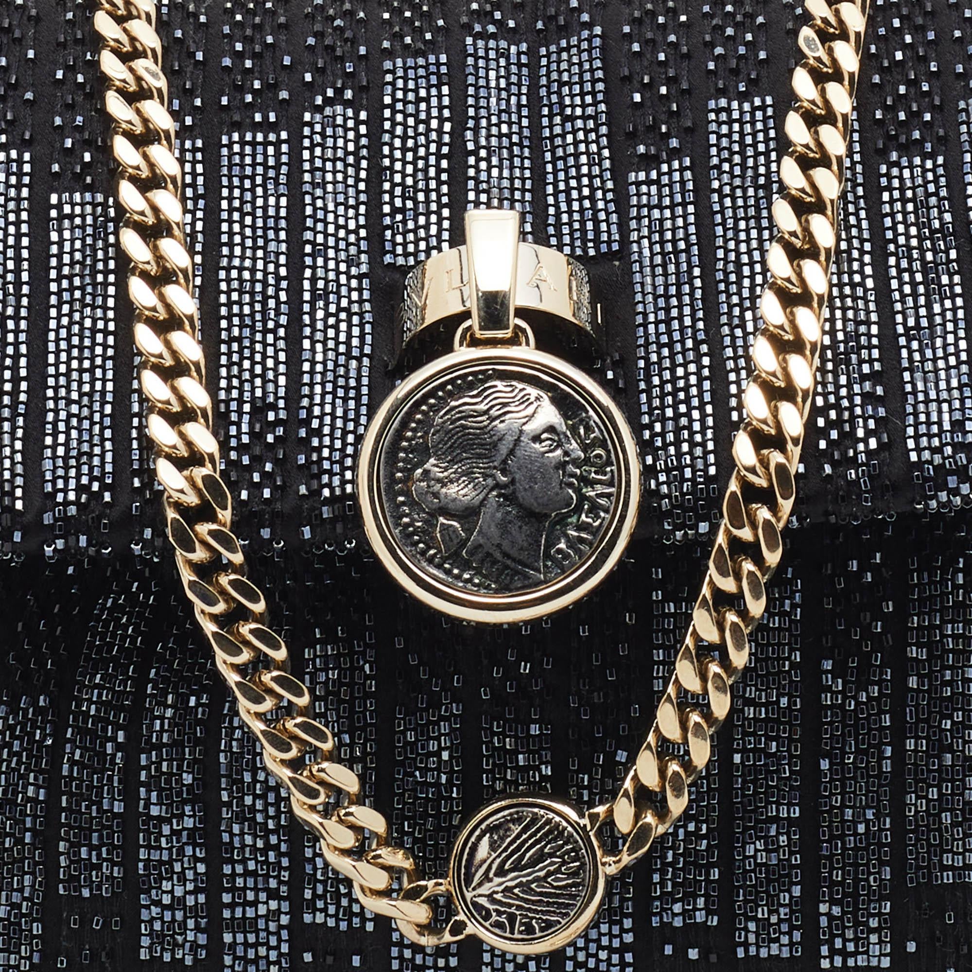 Bvlgari Black Satin Beads Embellished Monette Chain Shoulder Bag 6