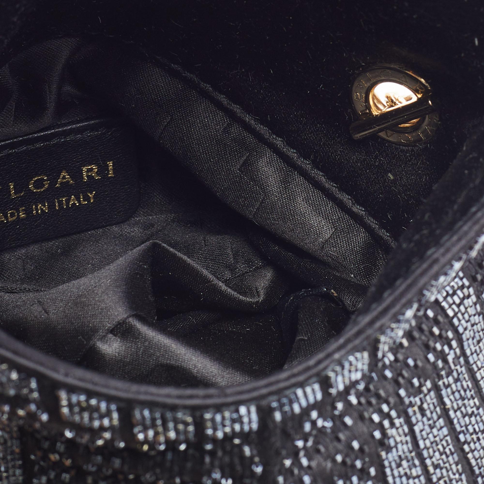 Bvlgari Black Satin Beads Embellished Monette Chain Shoulder Bag 3