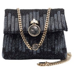 Bvlgari Black Satin Beads Embellished Monette Chain Shoulder Bag