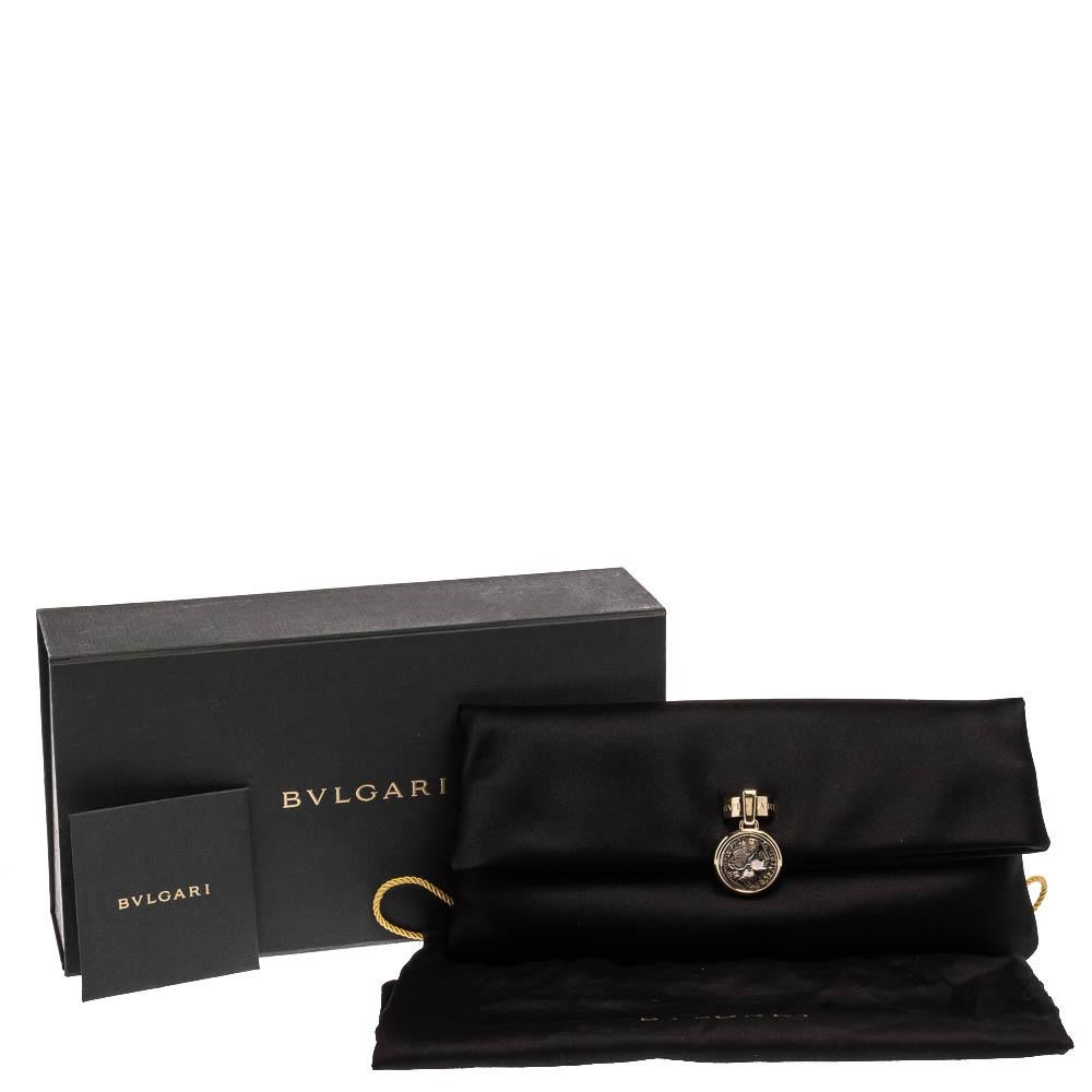 Bvlgari Black Satin Monete Clutch 7