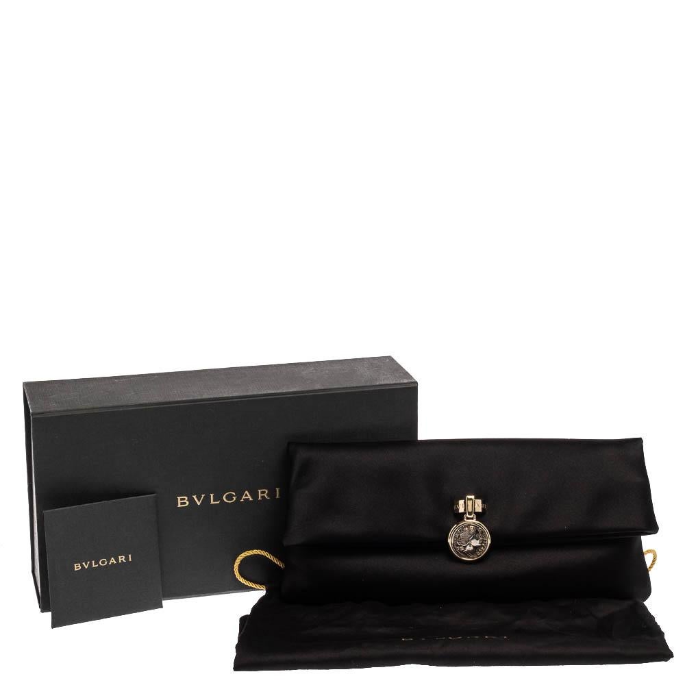 Bvlgari Schwarz Satin Monete Clutch 7