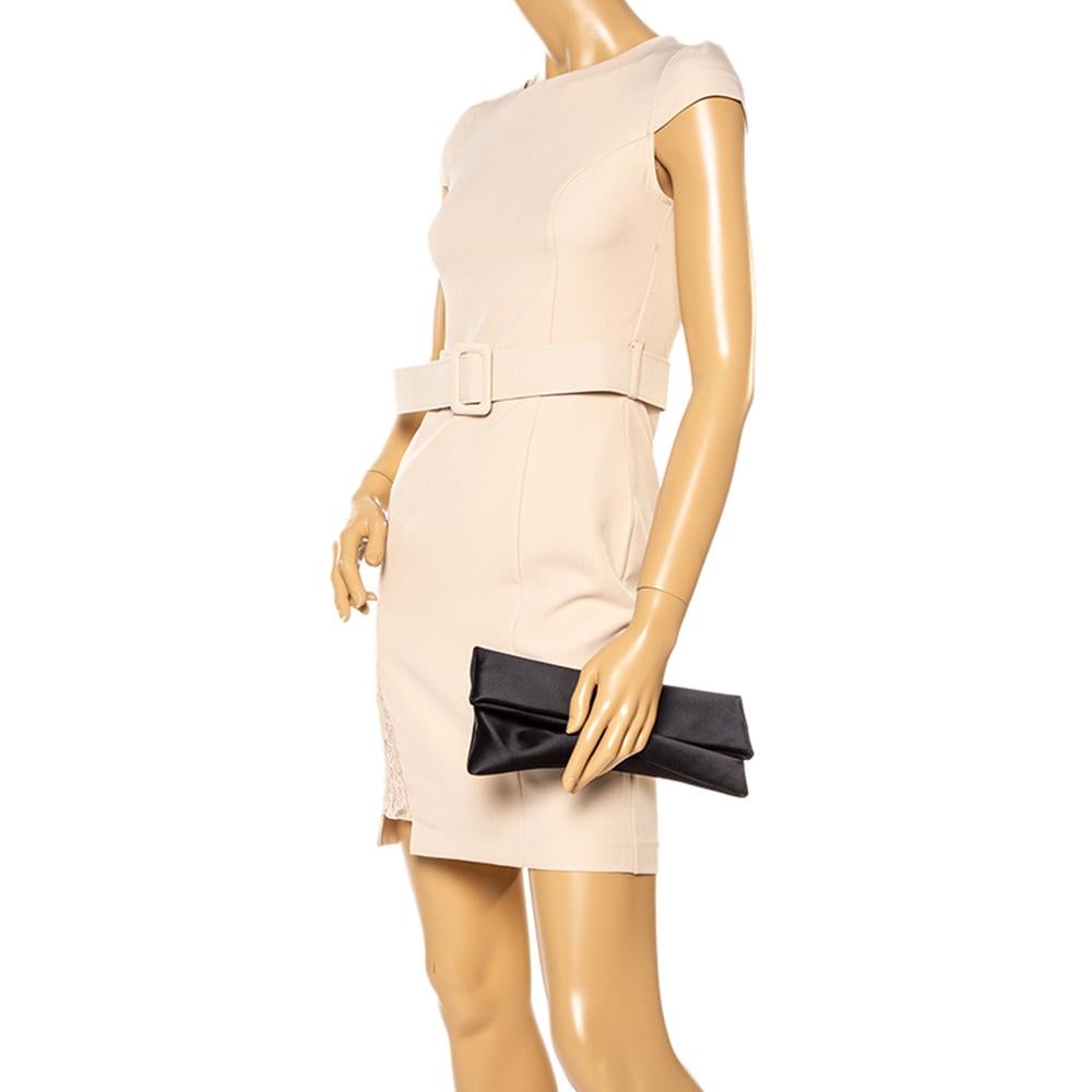 Bvlgari Black Satin Monete Clutch In Good Condition In Dubai, Al Qouz 2