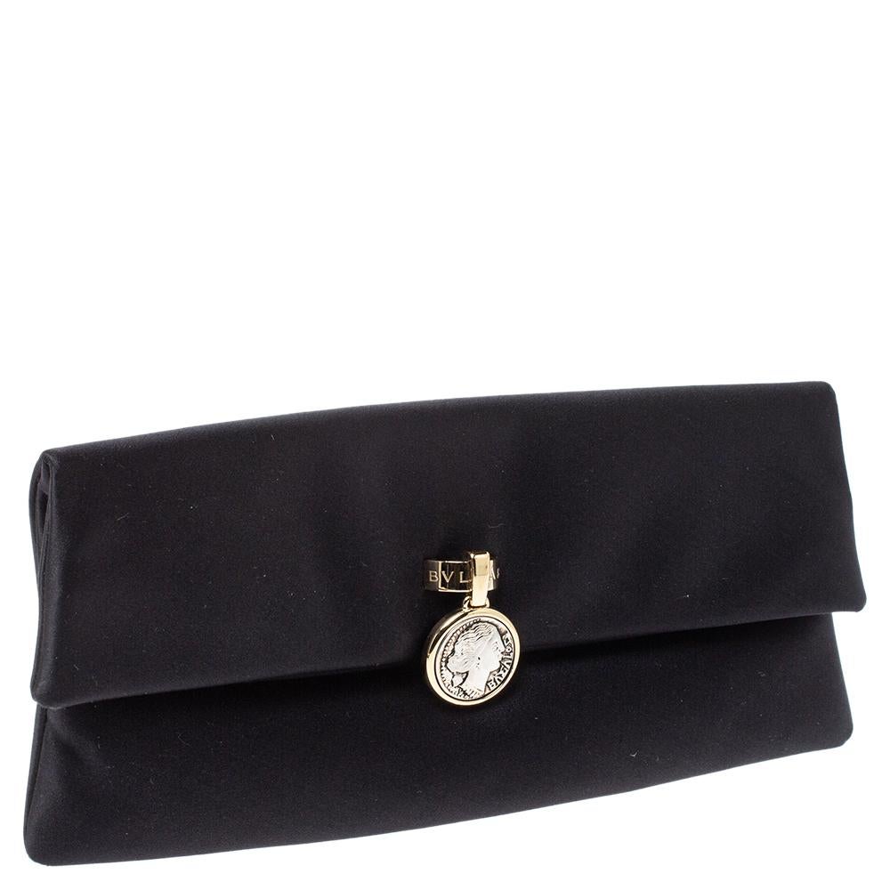 Women's Bvlgari Black Satin Monete Clutch