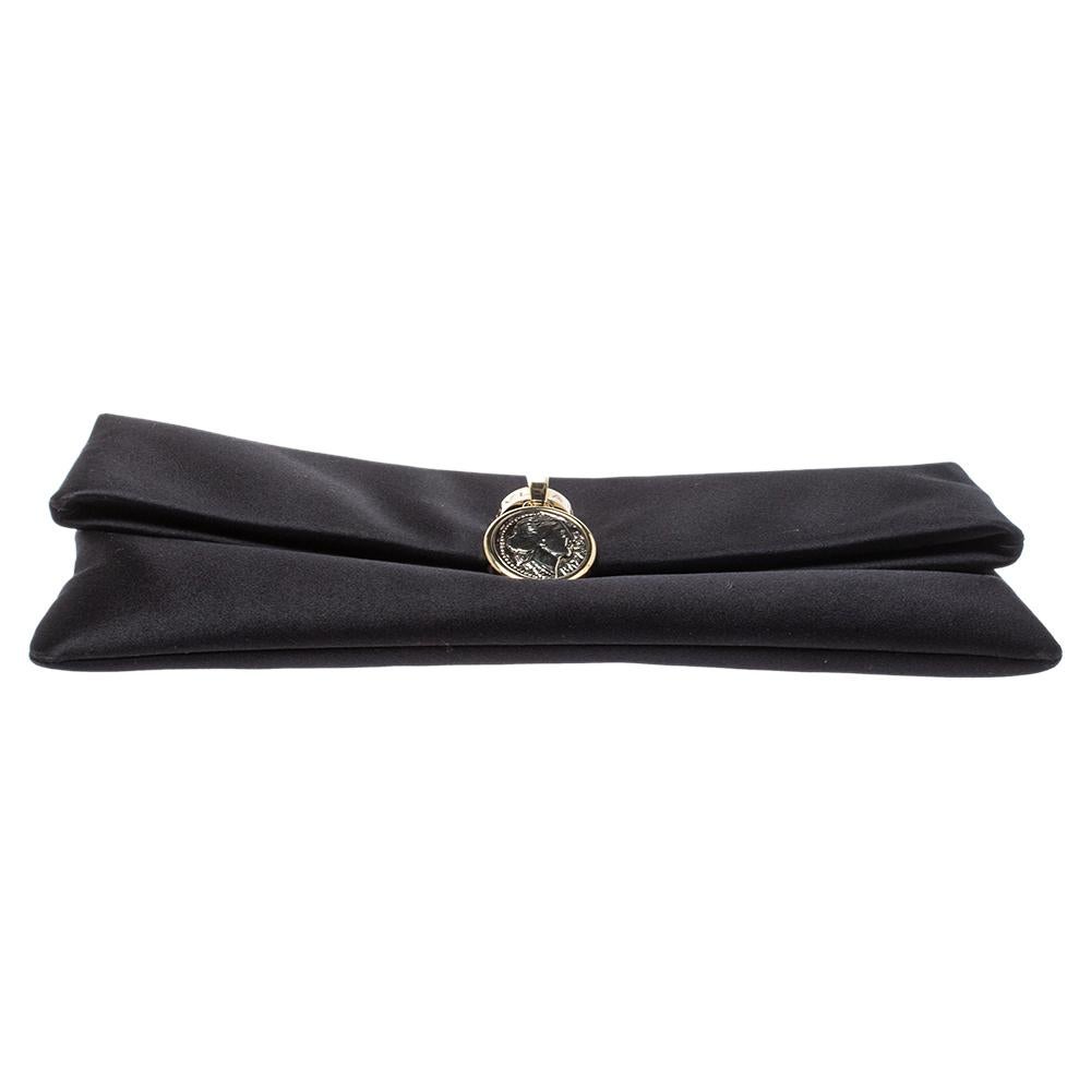 Bvlgari Black Satin Monete Clutch 1