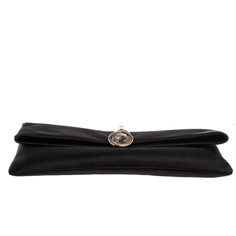 Bvlgari Schwarz Satin Monete Clutch 1