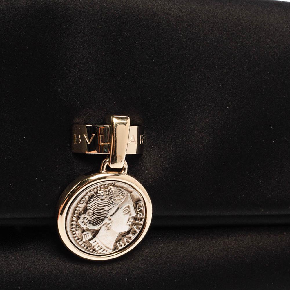 Bvlgari Black Satin Monete Clutch 4