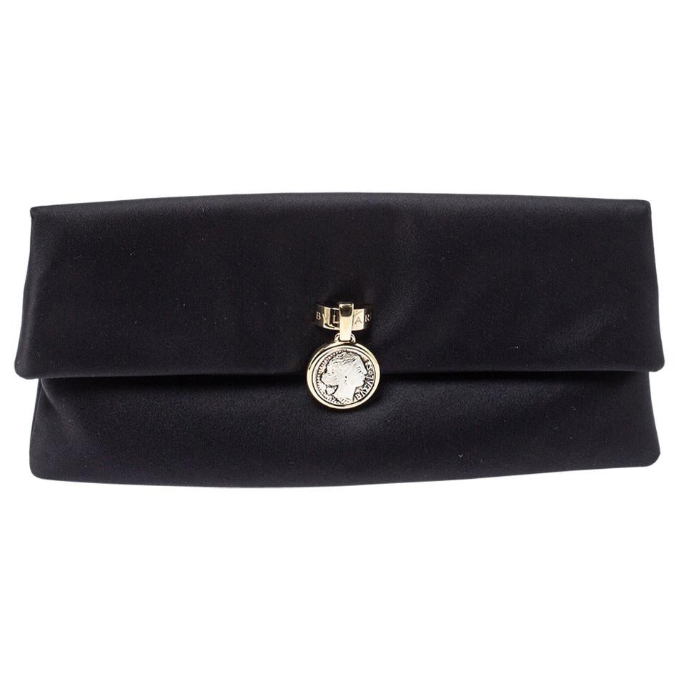 Bvlgari Black Satin Monete Clutch