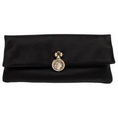 Bvlgari Schwarz Satin Monete Clutch