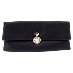 Bvlgari Black Satin Monete Clutch