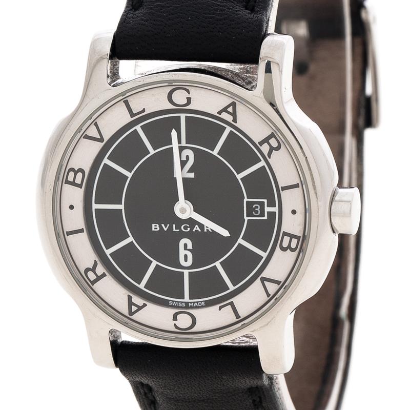 Contemporary Bvlgari Black Solotempo Stainless Steel ST29 Women's Watch 29MM