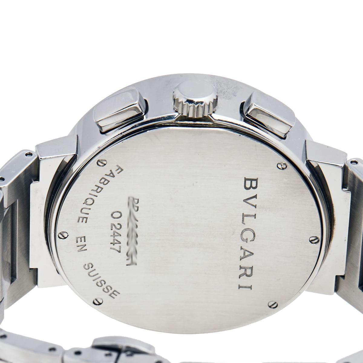 Contemporary Bvlgari Black Stainless Steel Bvlgari BB 42 SS CH Men's Wristwatch 42 mm