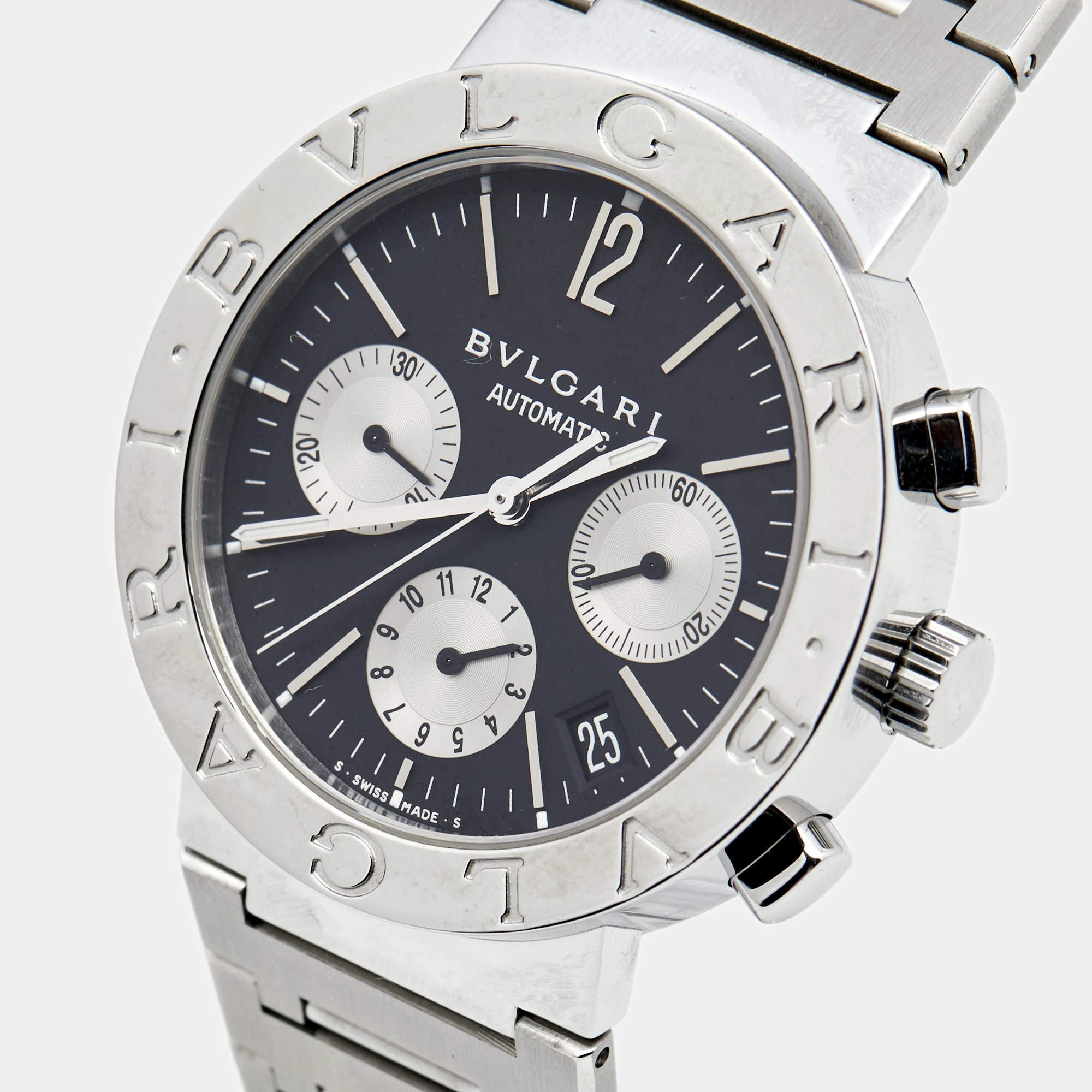 Bvlgari Black Stainless Steel Bvlgari Bvlgari BB38SSCH Men's Wristwatch 38 mm 3