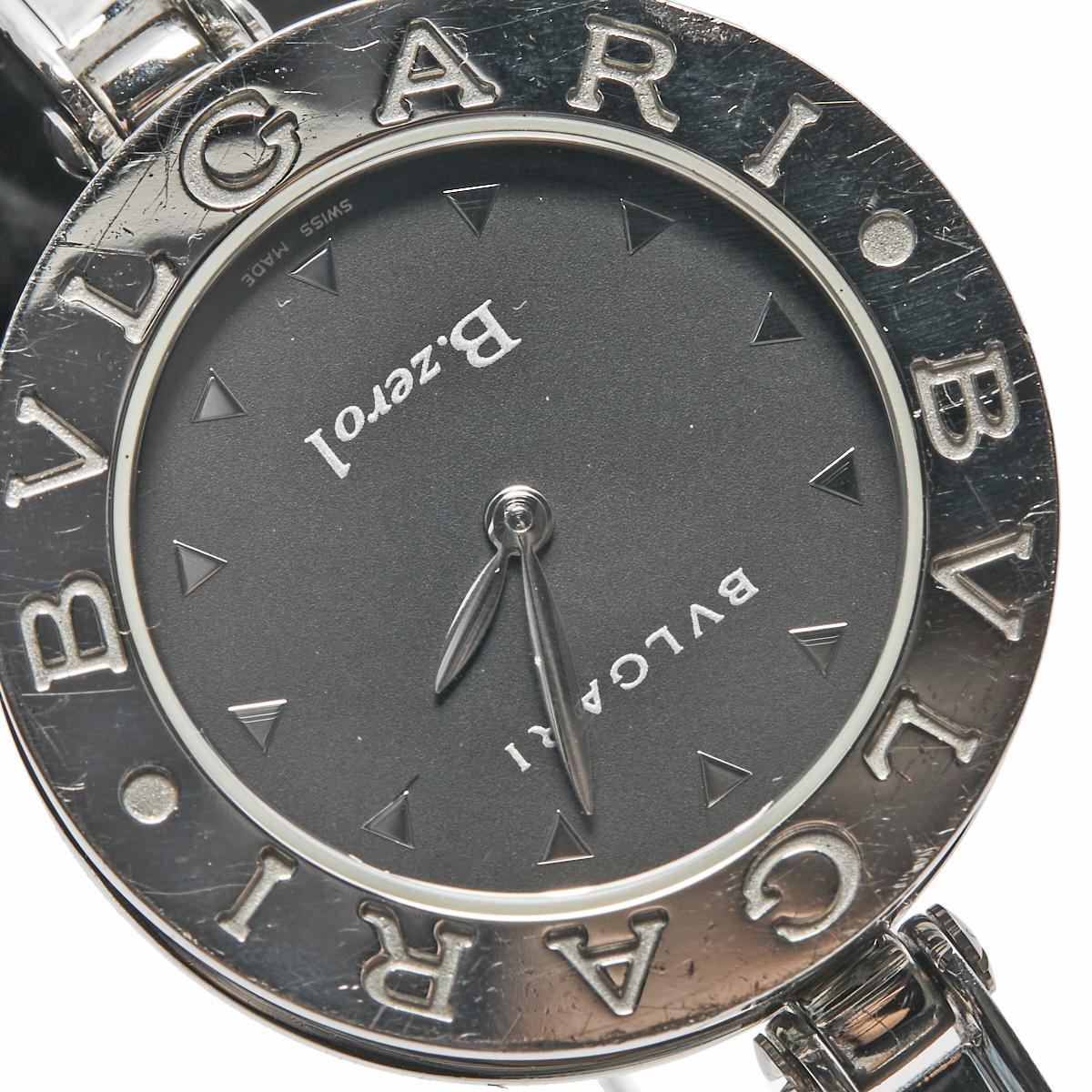 Contemporary Bvlgari Black Stainless Steel B.Zero1 BZ 30 S Women's Wristwatch 30 mm