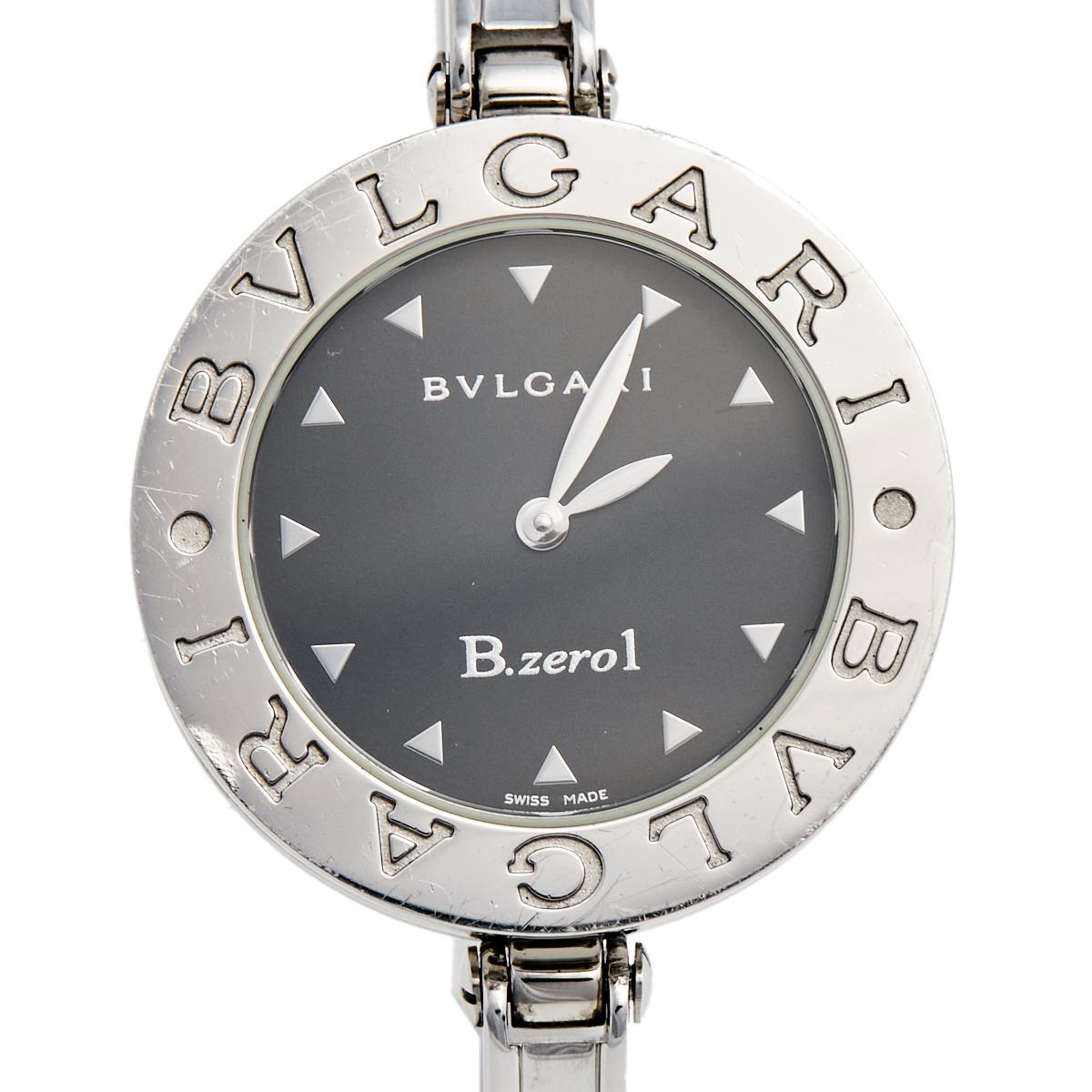 Bvlgari Black Stainless Steel B.Zero1 BZ 30 S Women's Wristwatch 30 mm In Good Condition In Dubai, Al Qouz 2