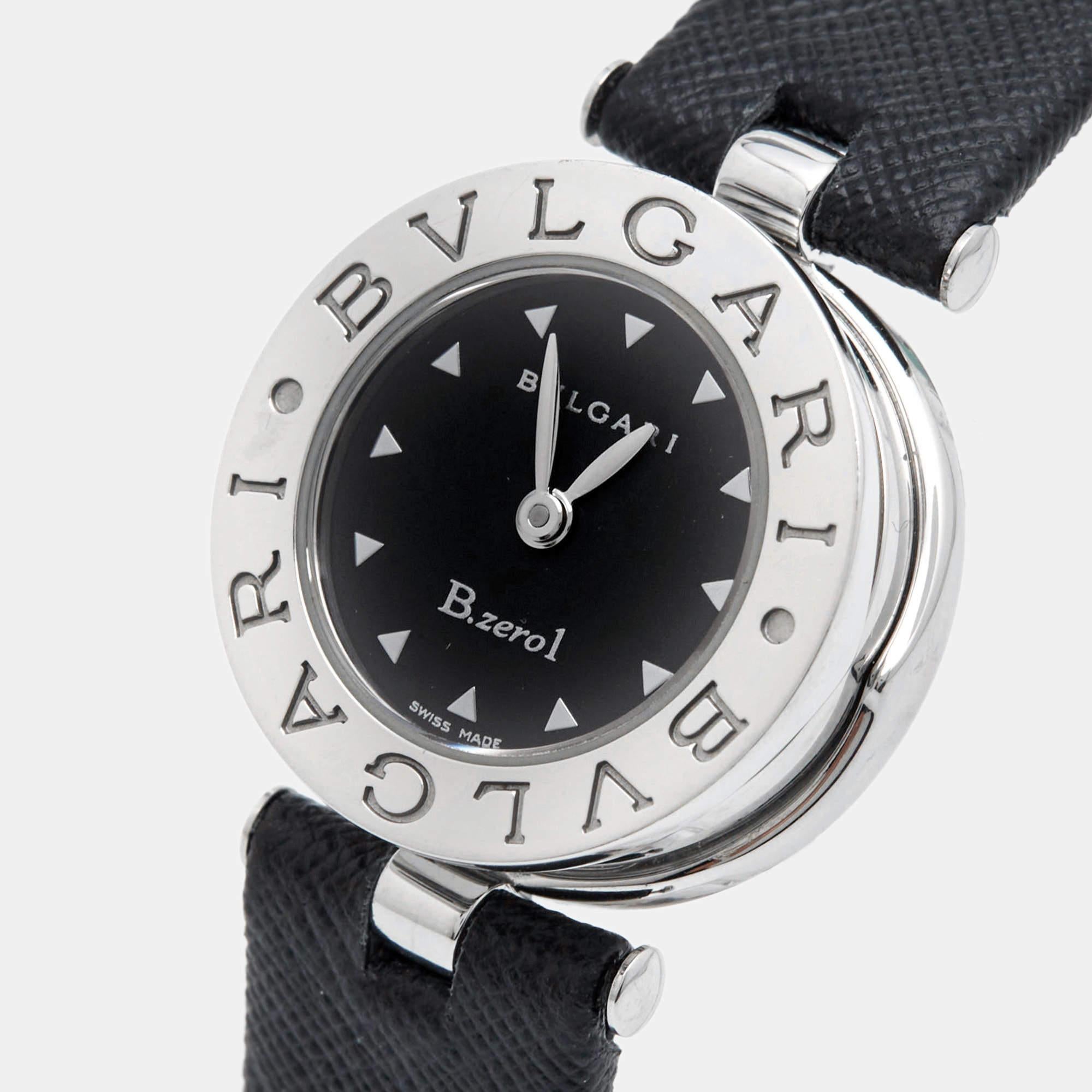 Bvlgari Black Stainless Steel Calf B.zero1 Bz22s Women's Wristwatch 22 mm 2