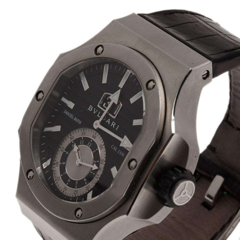Contemporary Bvlgari Black Stainless Steel Daniel Roth Men's Wristwatch 50MM