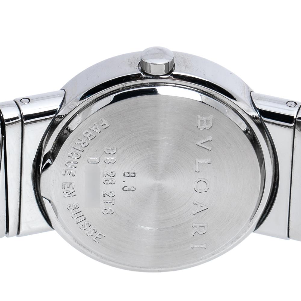 Bvlgari Black Stainless Steel Diamond Tubogas BB262TS Women's Wristwatch 26 mm In Good Condition In Dubai, Al Qouz 2