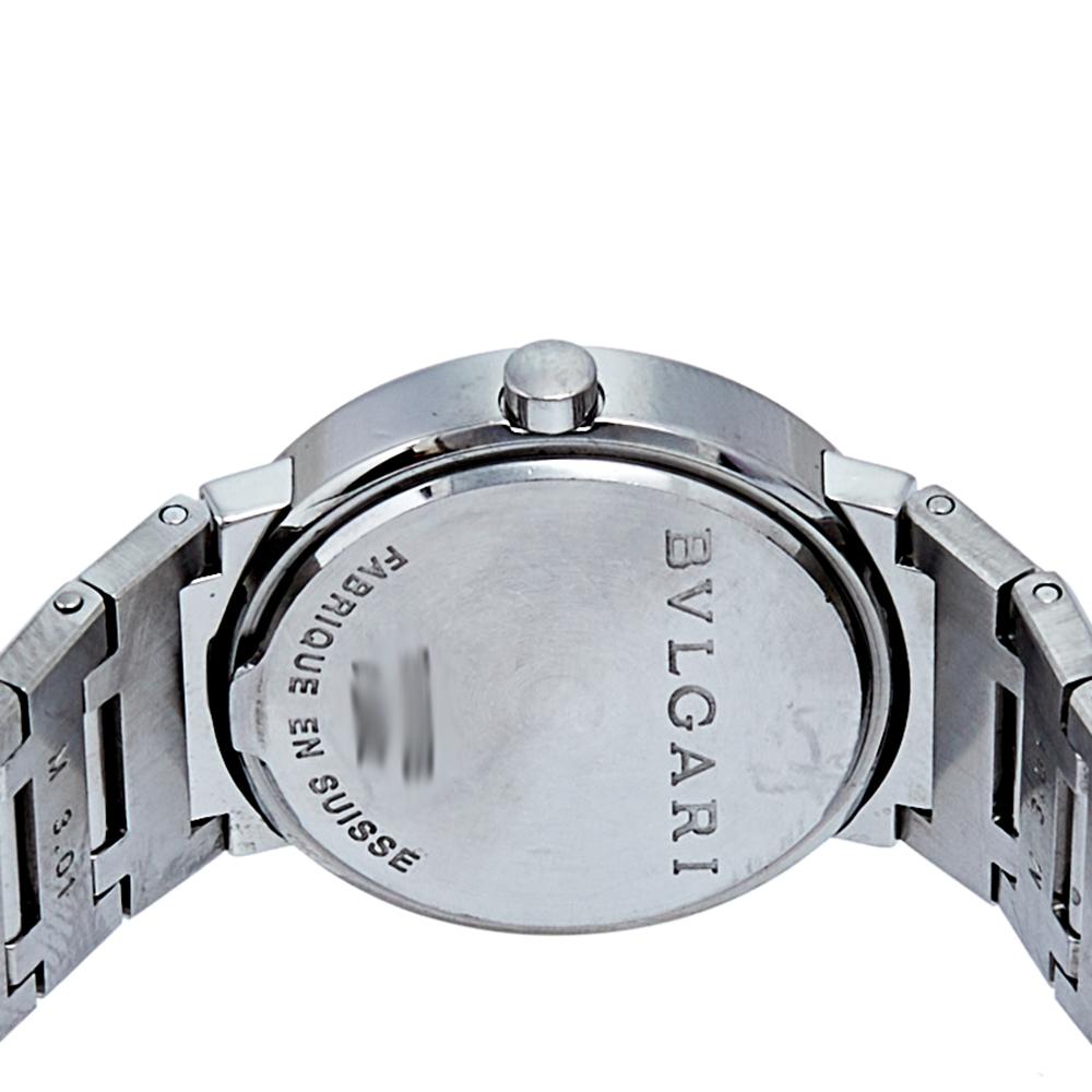 Bvlgari Black Stainless Steel Diamonds Bvlgari Women's Wristwatch 26 mm In Good Condition In Dubai, Al Qouz 2