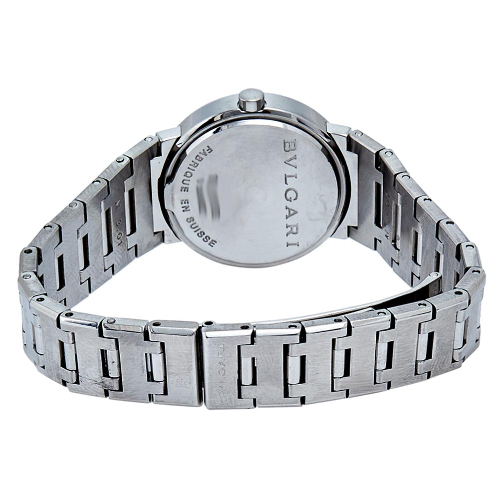 Bvlgari Black Stainless Steel Diamonds Bvlgari Women's Wristwatch 26 mm 1
