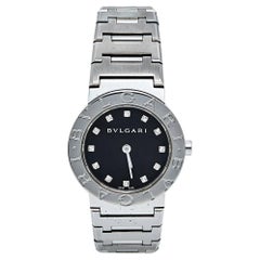 Bvlgari Black Stainless Steel Diamonds Bvlgari Women's Wristwatch 26 mm