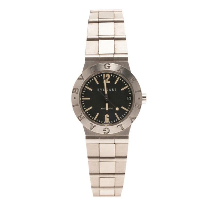 Bvlgari Black Stainless Steel LC 29 S Women's Wristwatch 29MM (Zeitgenössisch)