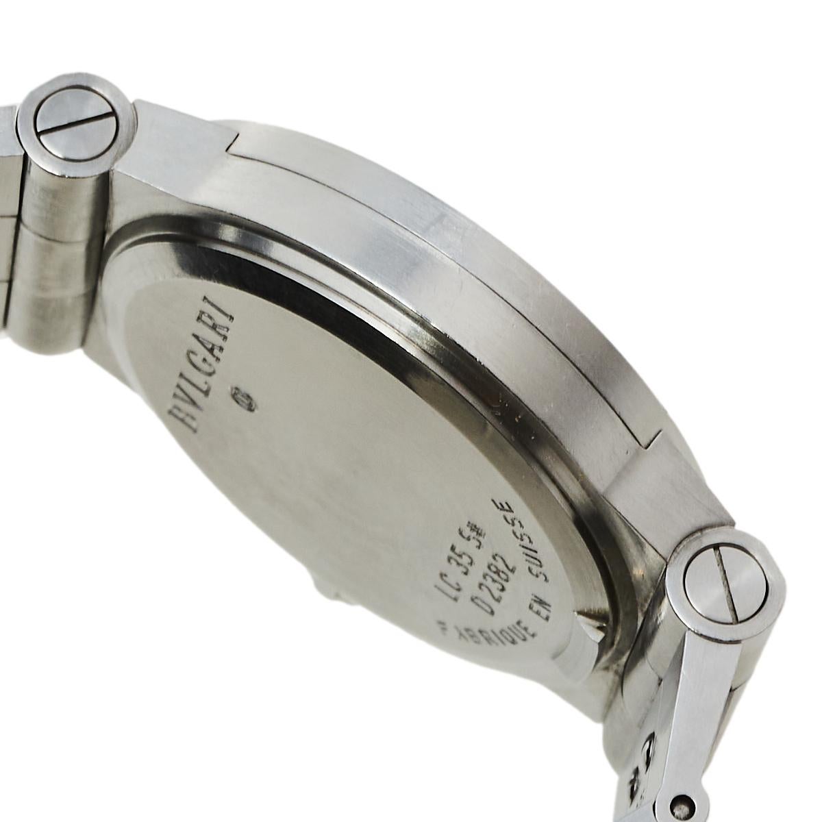Bvlgari Black Stainless Steel LC 35 S Diagono Automatic Men's Wristwatch 35 MM 2