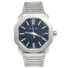 Used Bvlgari Black Stainless Steel Octo Roma OC41S Men's Wristwatch 41 mm