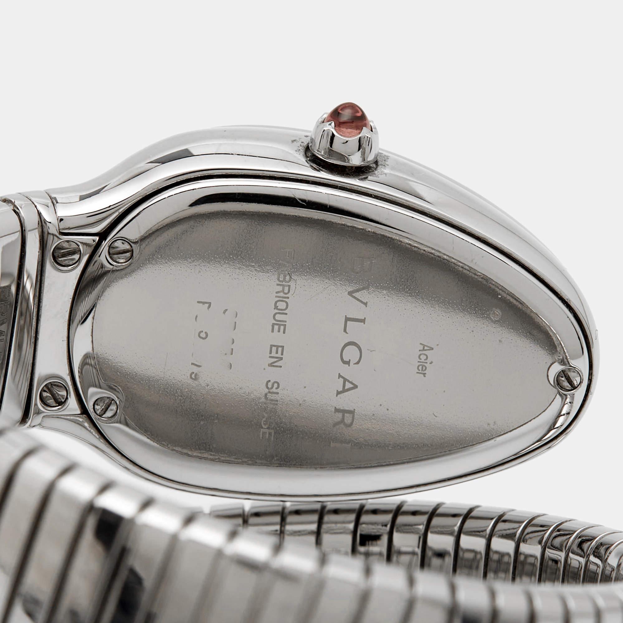 Bvlgari Black Stainless Steel Serpenti Tubogas 102824 Women's Wristwatch 35 mm In Good Condition In Dubai, Al Qouz 2