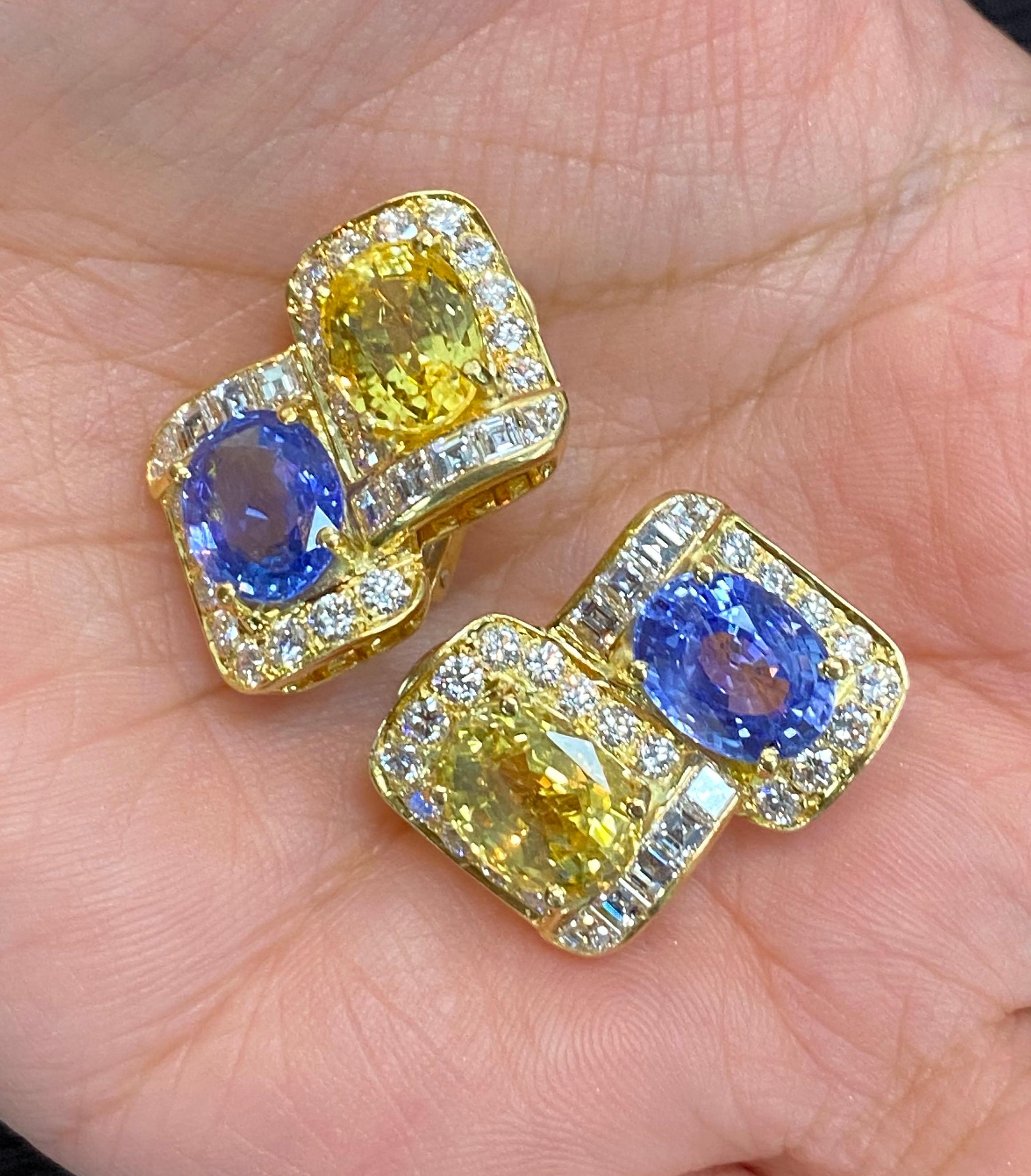 Bvlgari Blue and Yellow Sapphire Diamond Earrings 1