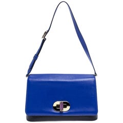 Used Bvlgari Blue/Black Leather Icona Shoulder Bag