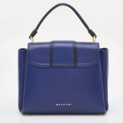 Bvlgari Blue/Black Leather Serpenti Viper Top Handle Bag