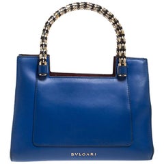 Bvlgari Blue/Burgundy Leather Scaglie Serpenti Tote