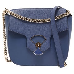 Used Bvlgari Blue Leather Divas' Dream Shoulder Bag