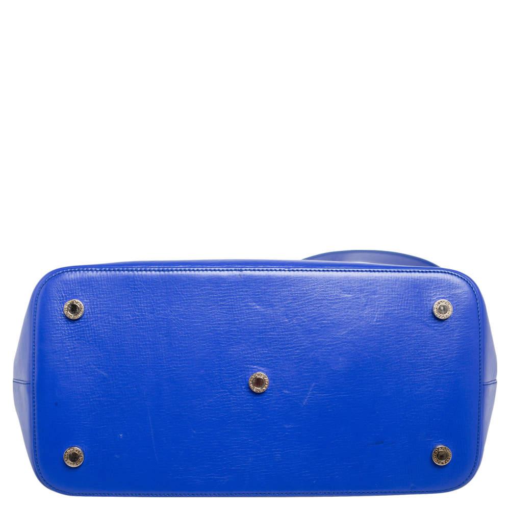 Women's Bvlgari Blue Leather Isabella Rossellini Top Handle Bag For Sale