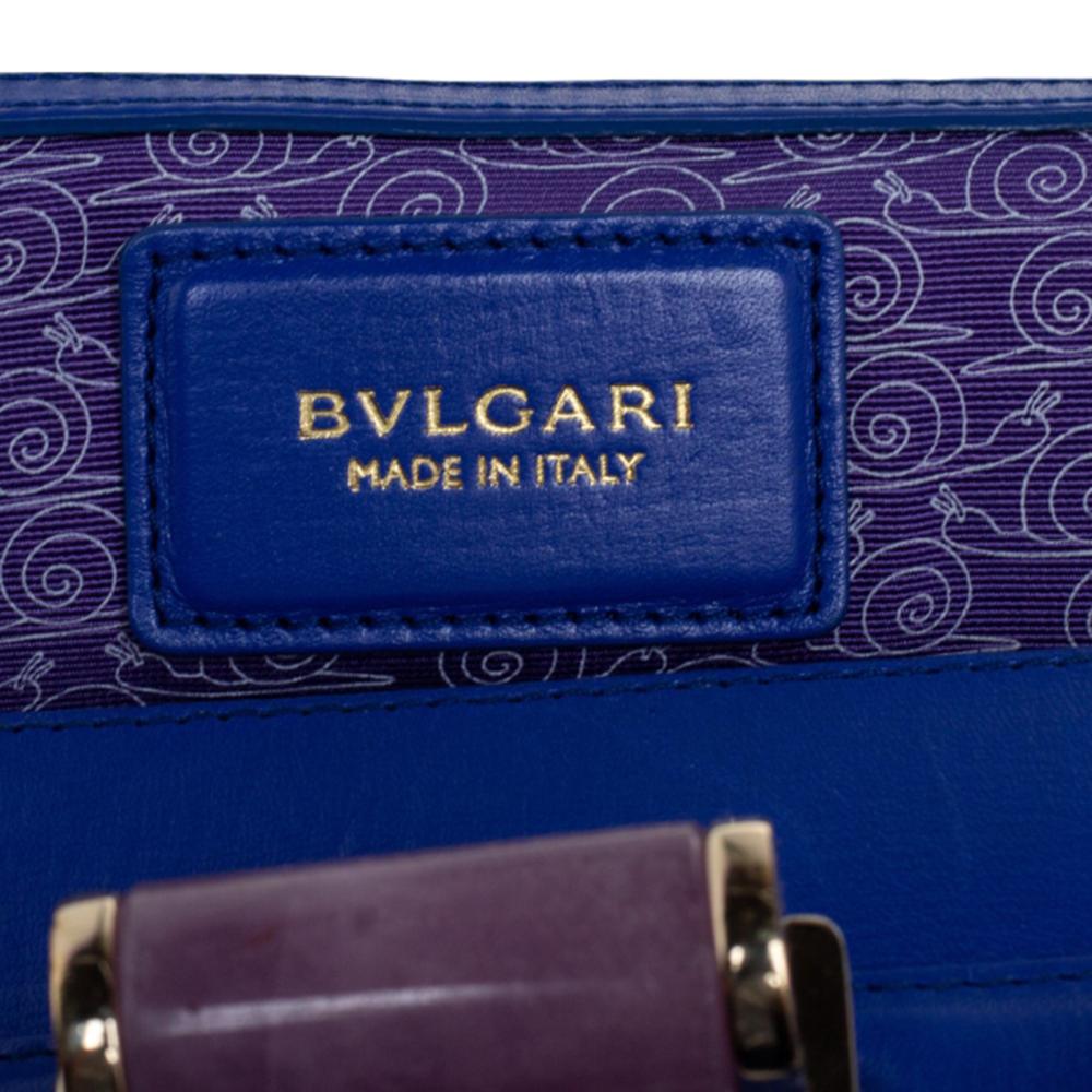 Women's Bvlgari Blue Leather Isabella Rossellini Top Handle Bag For Sale