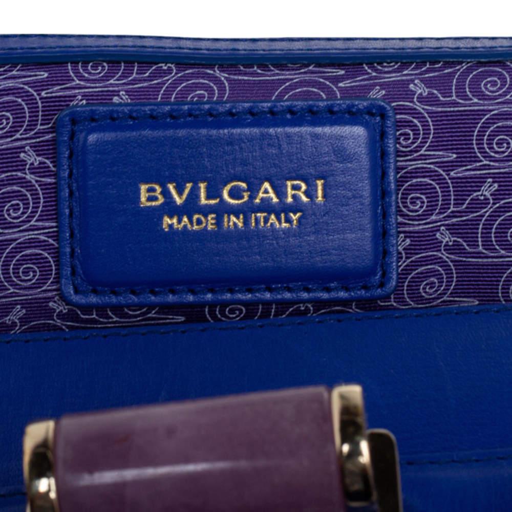 Bvlgari Blue Leather Isabella Rossellini Top Handle Bag For Sale 2