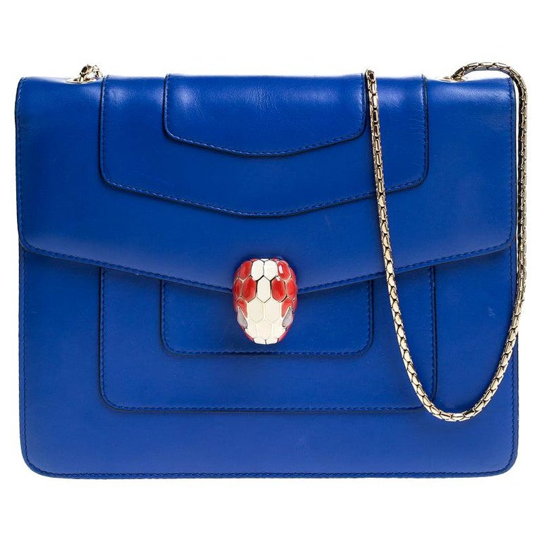 Bvlgari Blue Leather Medium Serpenti Forever Flap Shoulder Bag For Sale ...