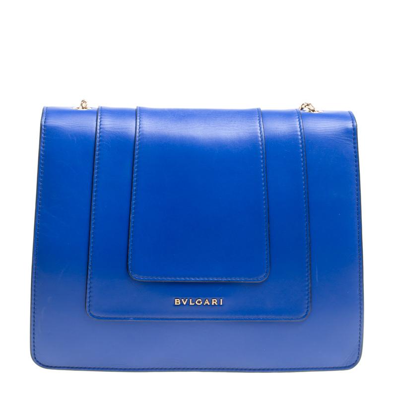 Women's Bvlgari Blue Leather Medium Serpenti Forever Shoulder Bag