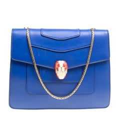 Bvlgari Blue Leather Medium Serpenti Forever Shoulder Bag