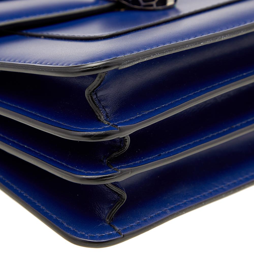 Bvlgari Blue Leather Serpenti Forever Flap Top Handle Bag 5