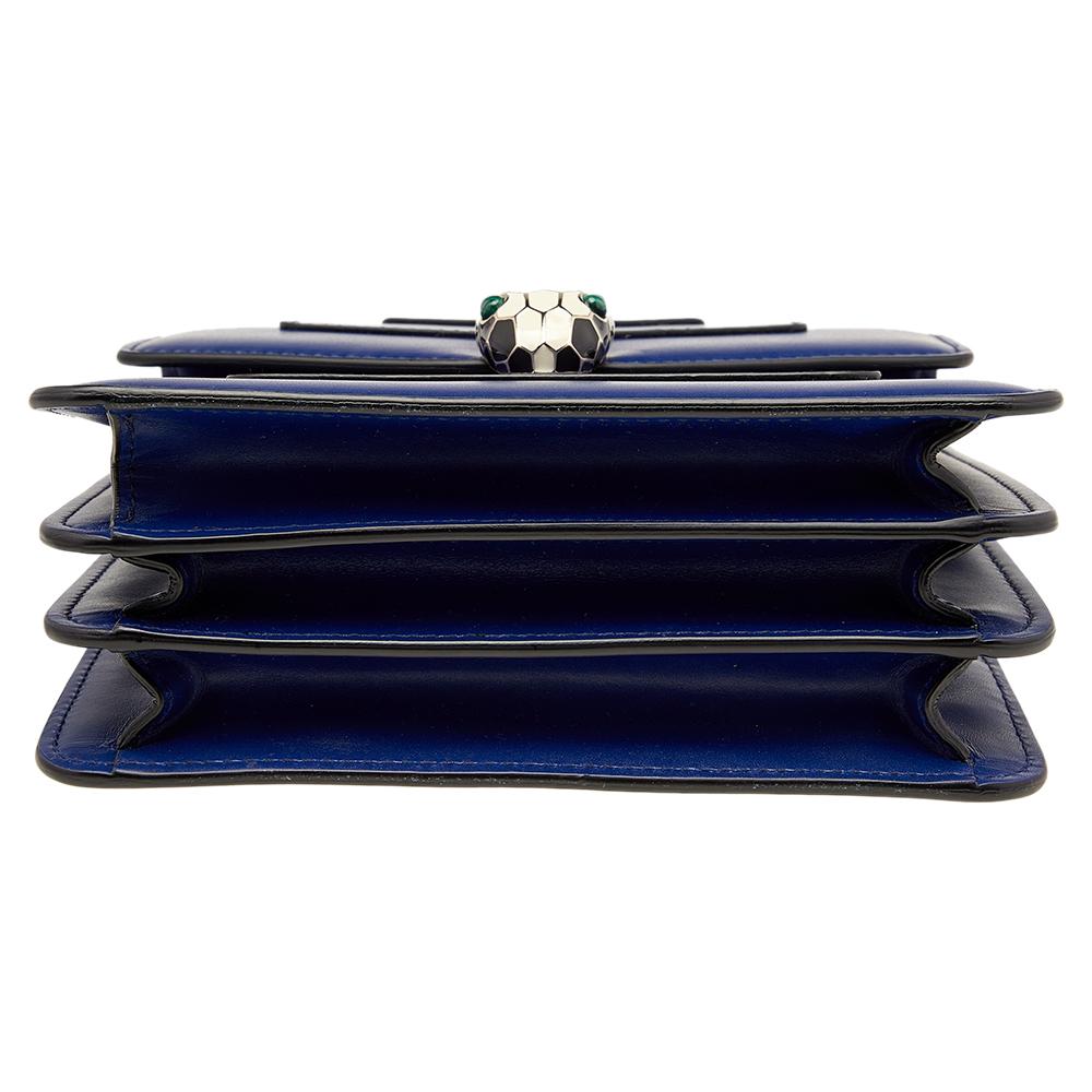 Bvlgari Blue Leather Serpenti Forever Flap Top Handle Bag In Excellent Condition In Dubai, Al Qouz 2