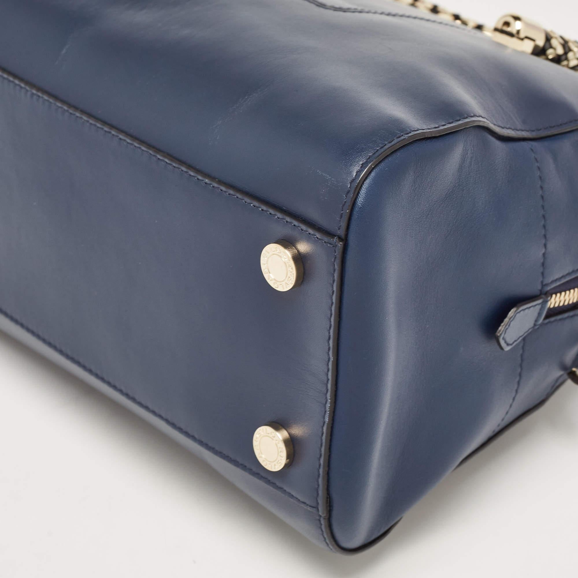 Bvlgari Blue Leather Serpenti Scaglie Bowler Bag 1