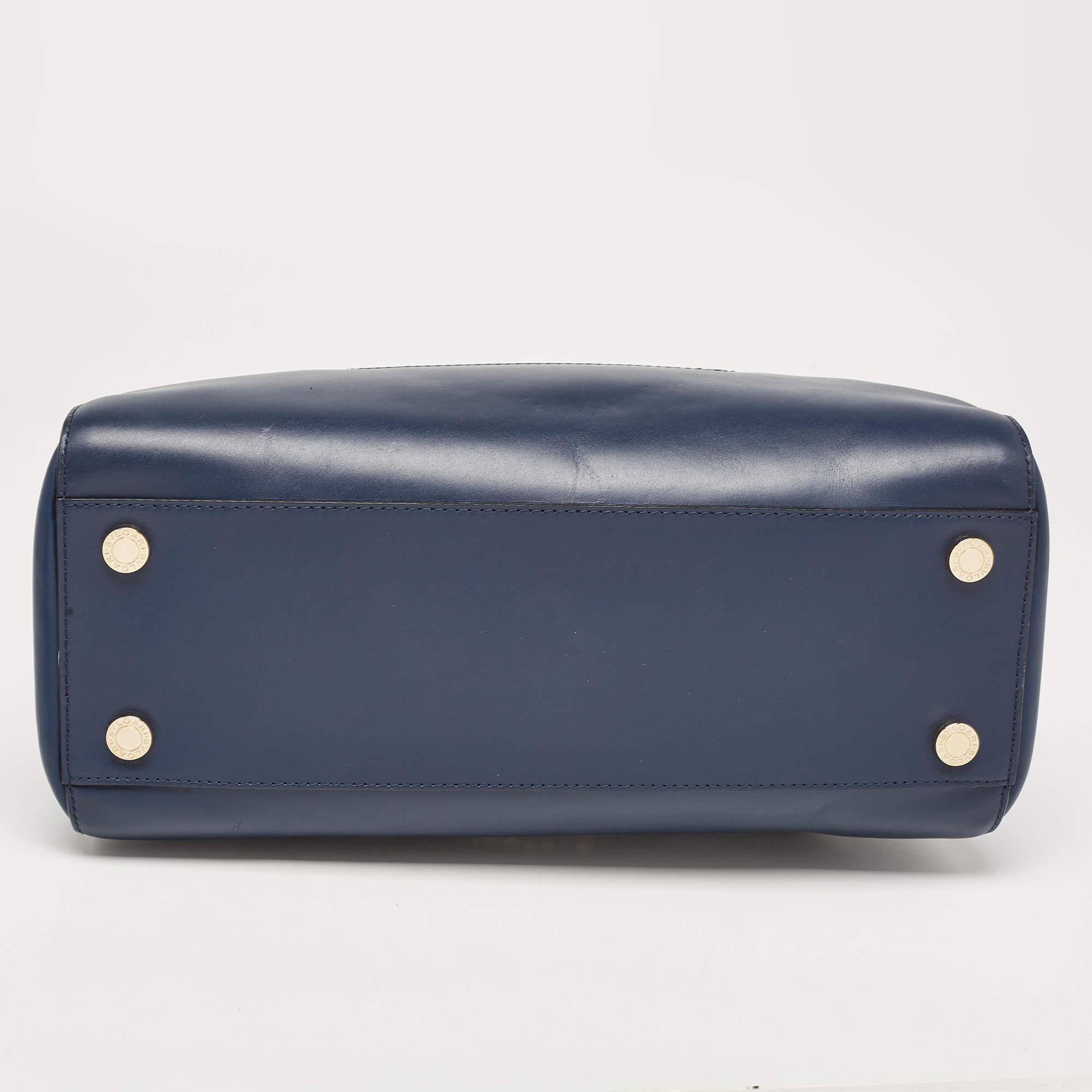 Bvlgari Blue Leather Serpenti Scaglie Bowler Bag 2