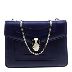 Bvlgari Blue Leather Small Serpenti Forever Shoulder Bag